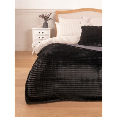 ASDA Stacey Solomon Black Ribbed Faux Fur Throw