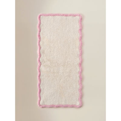 George Home Cream & Pink French Fancy Scalloped Cotton Runner Bath Mat