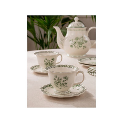 Stacey Solomon Green & White Rose Cup & Saucer