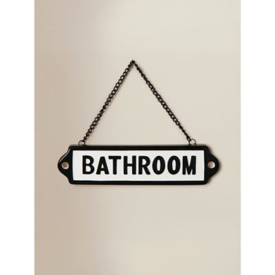 George Home Black & White Bathroom Hanging Sign
