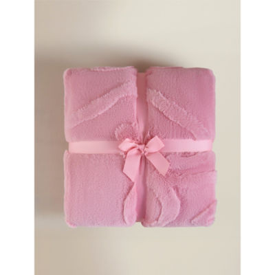 ASDA Pink Jacquard Bow Fur Throw