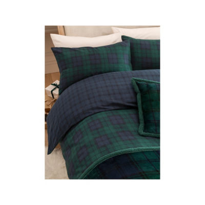 ASDA Green Check Brushed Cotton Duvet Set Single