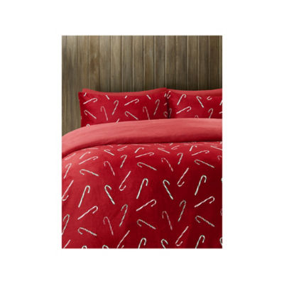 ASDA Red Candy Canes Super Snuggly Flannel Duvet Set Single