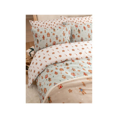 ASDA Festive Gingerbread Stripe Duvet Set King