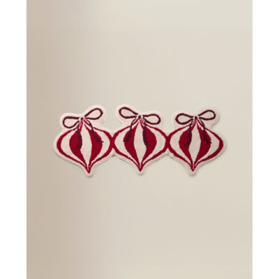 ASDA Red & White Christmas Baubles Cotton Runner Bath Mat