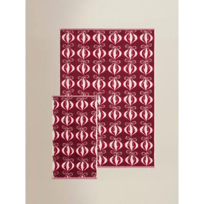 ASDA Red & White Festive Baubles Cotton Towel Range Hand Towel (50 x 90cm)