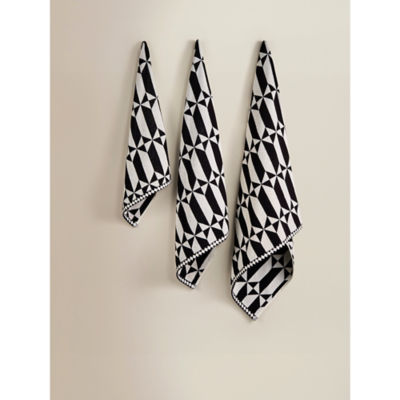 ASDA Black & White Diamond Geometric Cotton Towel Range