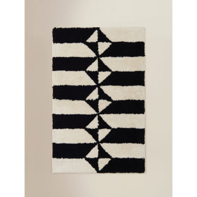 ASDA Black & White Diamond Geometric Cotton Bath Mat