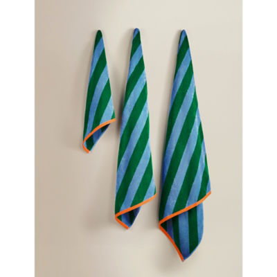 ASDA Green & Blue Diagonal Stripe Cotton Towel Range