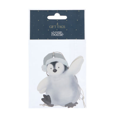 ASDA George Home Penguin Present Tags 4pk