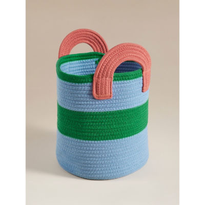 ASDA Blue & Green Striped Woven Storage Basket
