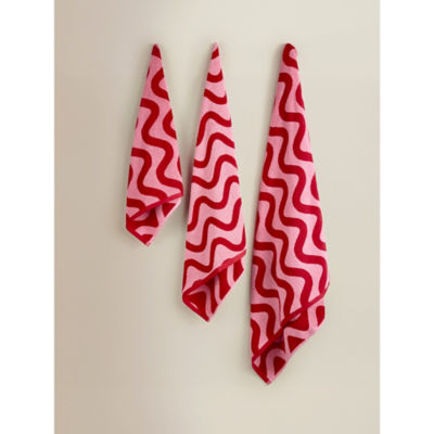 ASDA Red & Pink Wiggle Cotton Towel Range