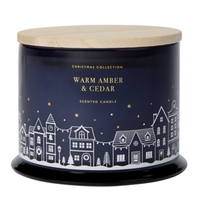 ASDA Warm Amber & Cedar Glass Decal Candle