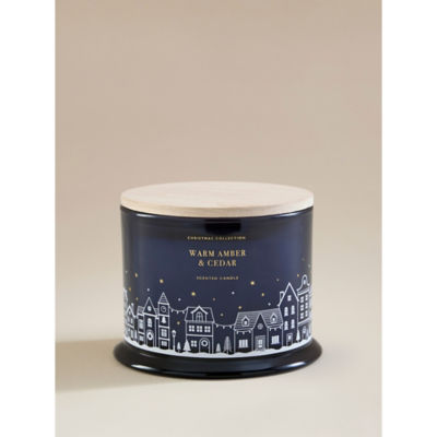 ASDA Warm Amber & Cedar Glass Wooden Lid Candle