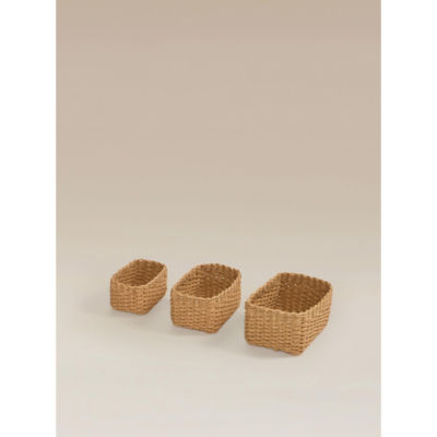 ASDA Natural Brown Woven Baskets - Set of 3