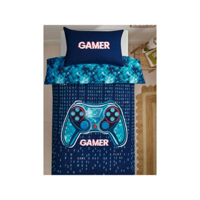 ASDA Blue Gaming Controller Reversible Single Duvet Set Single