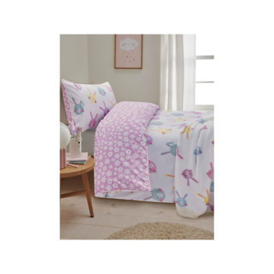 ASDA Pink & White Bunnies Reversible Cotton Duvet Set Toddler