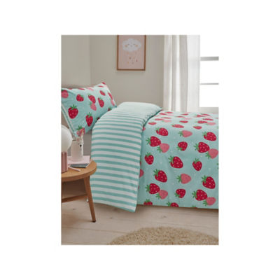 ASDA Blue Strawberry Reversible Duvet Single