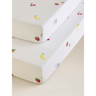 ASDA Mixed Fruit Cotton Jersey Cot Bed Fitted Sheets - Set of 2