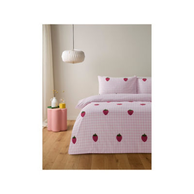 ASDA Gingham Tufted Strawberries Duvet Set King