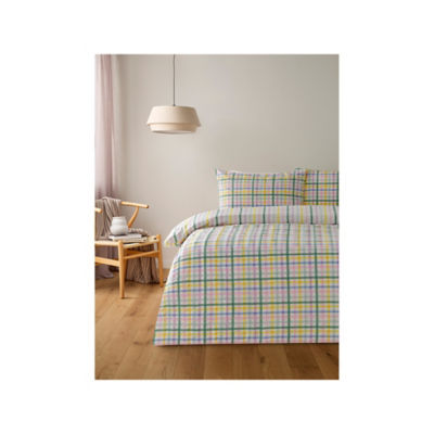 ASDA Spring Check Seersucker Reversible Duvet Set King
