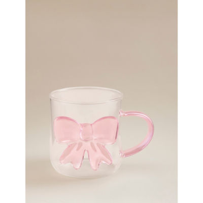 ASDA Pink & White Bow Glass Mug
