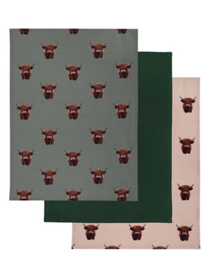 ASDA Highland Cow Tea Towel Set