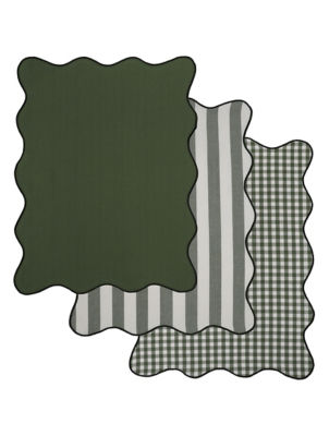 ASDA Green Scalloped Tea Towel Set