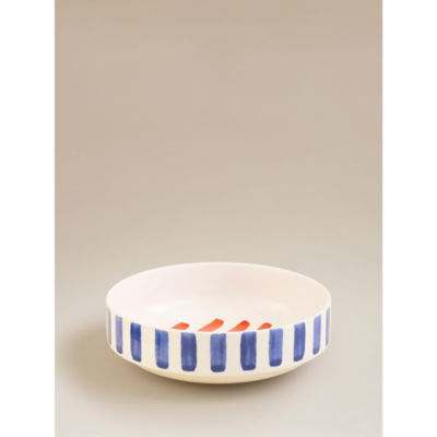 ASDA Blue & White Painted Stripe Pasta Bowl