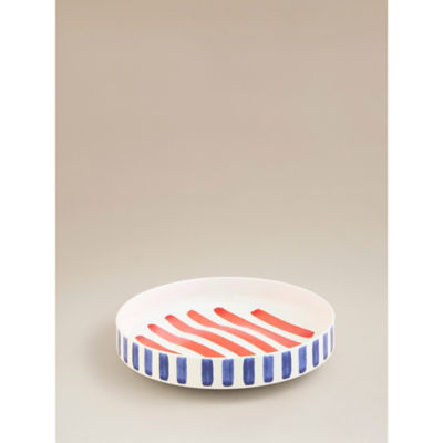ASDA Blue & White Painted Stripe Serving Bowl