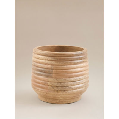 ASDA Natural Ribbed Mango Wood Planter