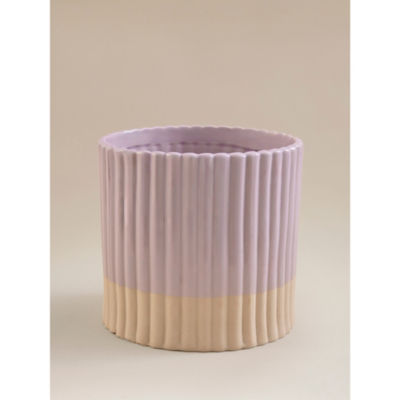 ASDA Purple Ceramic Ribbed Two Tone Planter