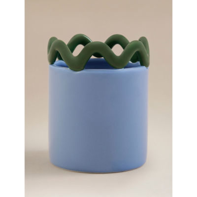 ASDA Blue & Green Ceramic Wavy Planter