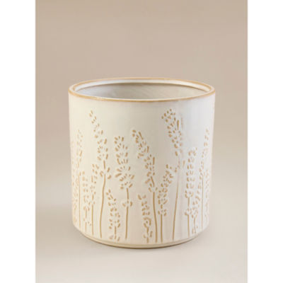ASDA Cream Ceramic Leaf Planter