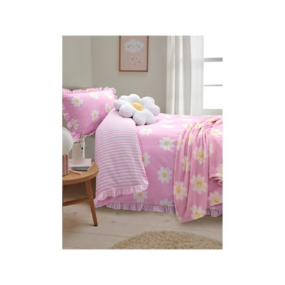 ASDA Pink Daisy Frill Trim Reversible Duvet Set Toddler