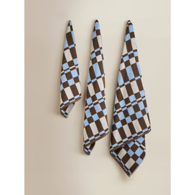 ASDA Brown & Blue Checkerboard Cotton Towel Range