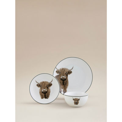 ASDA White Highland Cow Dinner Set 12 Piece