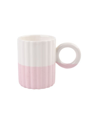 ASDA Pink And White Ribbed Mug