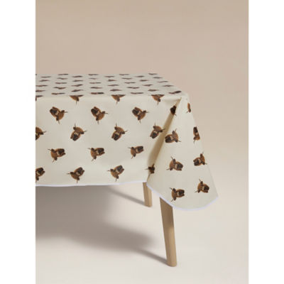 ASDA Beige & White Highland Cow Wipeclean Tablecloth