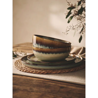 ASDA Brown Rustic Reactive Glaze Dinner Set 12 Piece