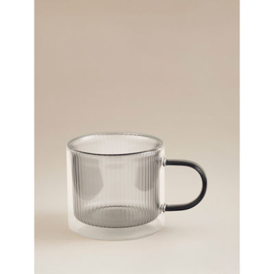 ASDA Grey Ribbed Smoked Double Wall Mug