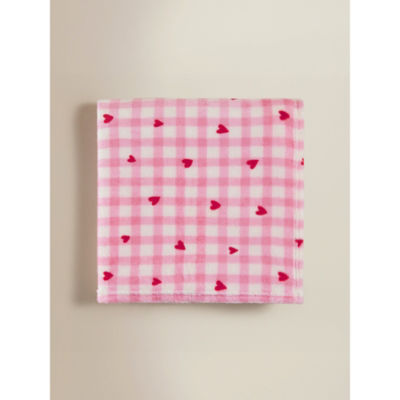 ASDA Pink Gingham Heart Super-Soft Throw 120x150