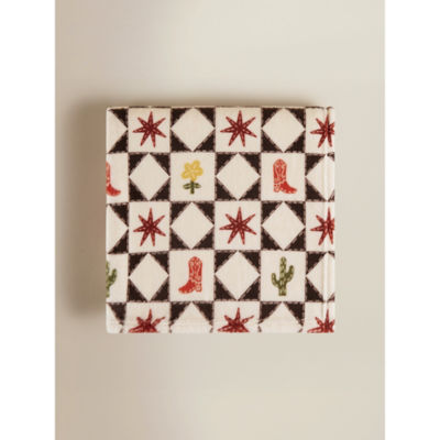 ASDA Natural Checkerboard Western Super-Soft Throw 120x150