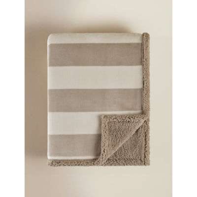 ASDA Natural Stripe Sherpa Throw 120x150