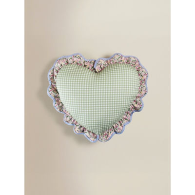 ASDA Green Gingham Heart-Shaped Cushion 40x35