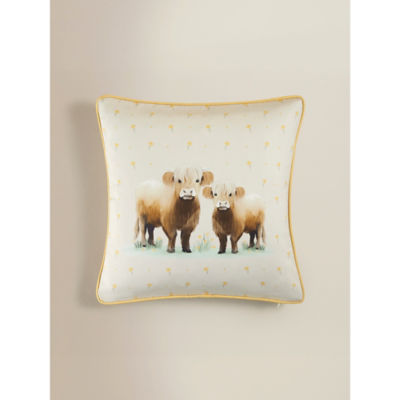 ASDA Natural Highland Cow Print Cushion 45x45