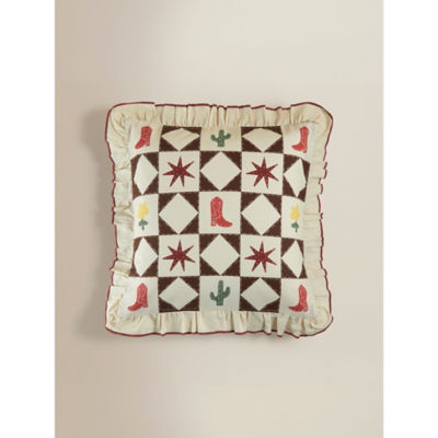 ASDA Natural Checkerboard Western Frill Cushion 45x45