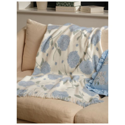 ASDA Stacey Solomon Blue & White Hydrangea Throw – 150 x 120cm