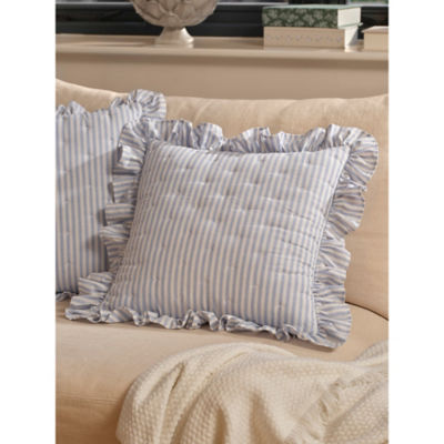 ASDA Stacey Solomon Blue Quilted Stripe Ruffle Cushion