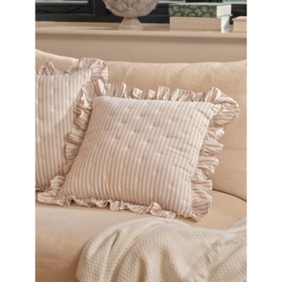 ASDA Stacey Solomon Natural Quilted Stripe Ruffle Cushion